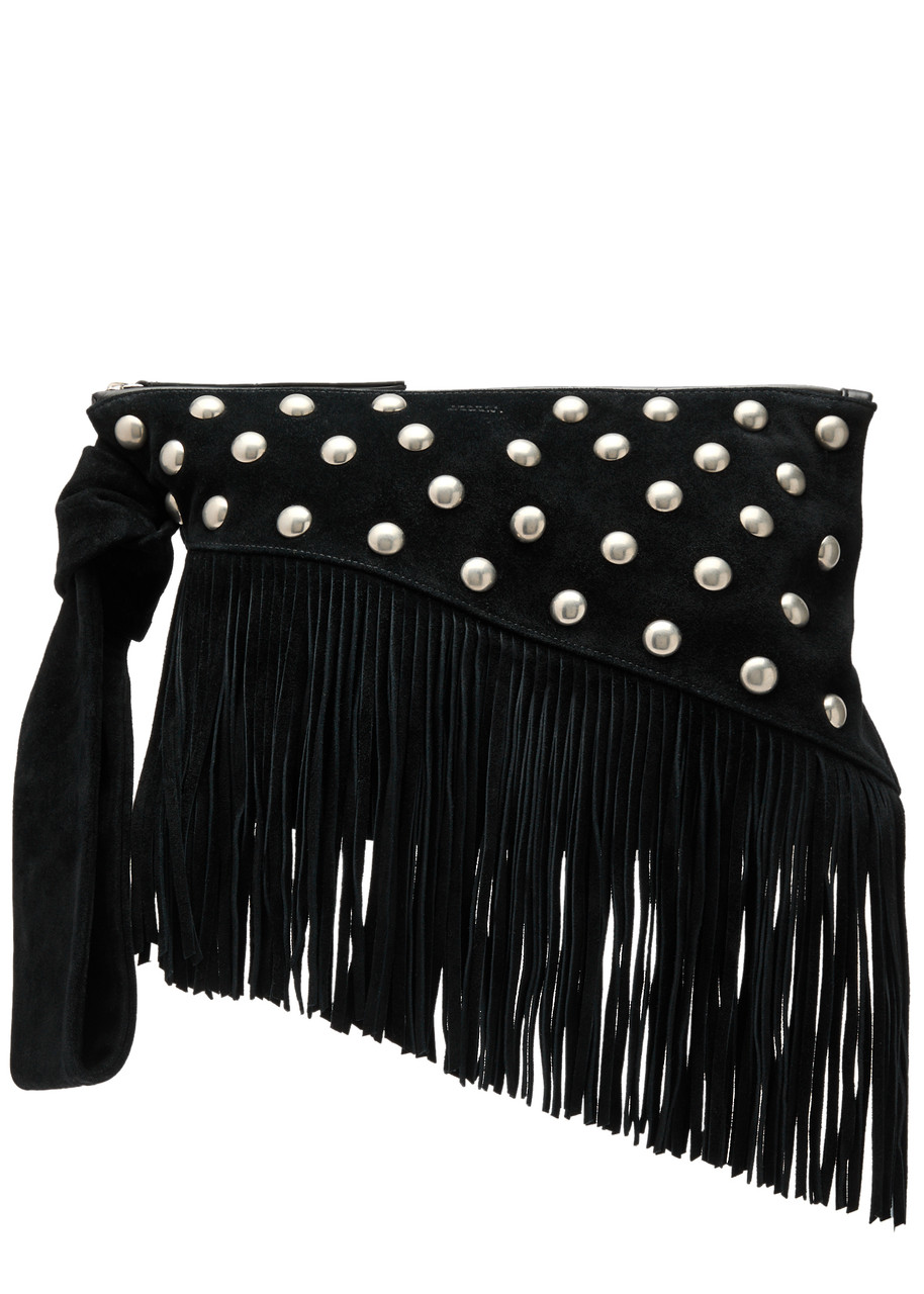 Isabel Marant Womens Black Faro Suede Clutch Bag In Black