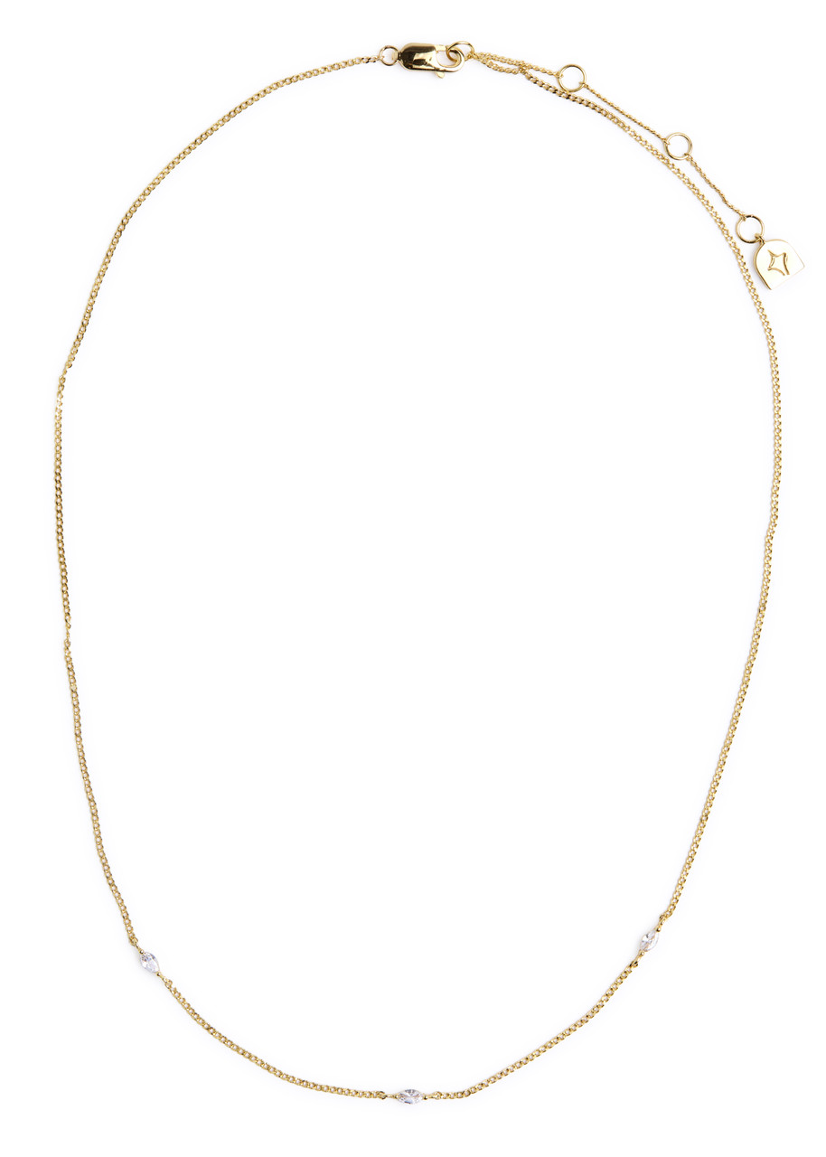 Astrid & Miyu Navette Crystal 18kt Gold-plated Necklace In Gold