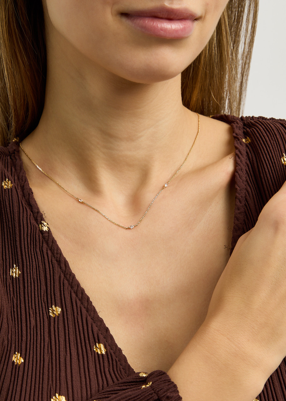 Astrid & Miyu Navette Crystal 18kt Gold-plated Necklace In Gold