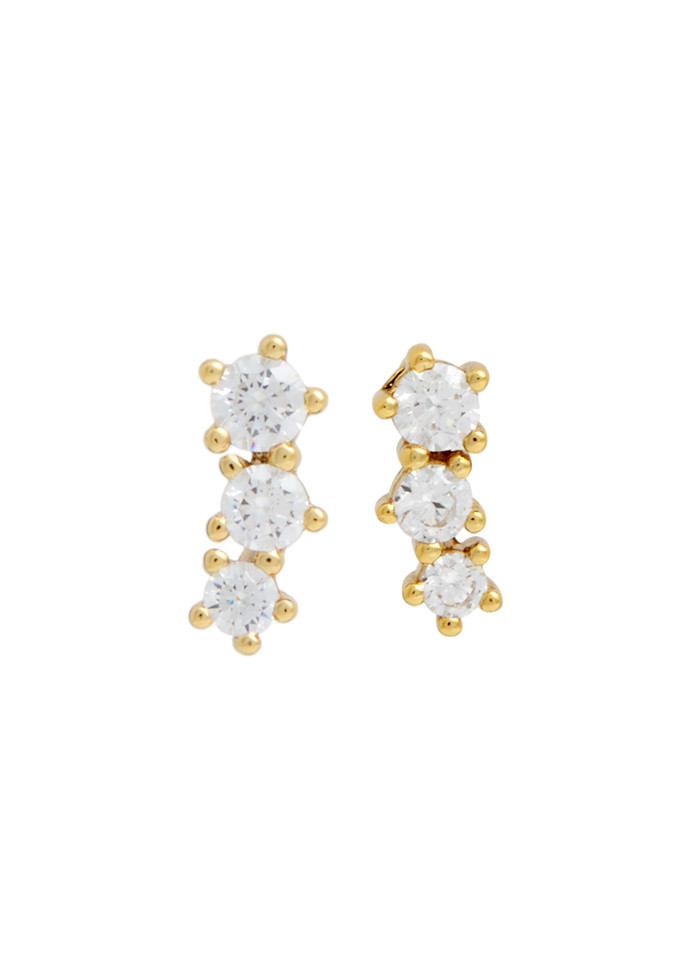 Astrid & Miyu Glimmer Crystal Climber 18kt Gold-plated Stud Earrings In Gold