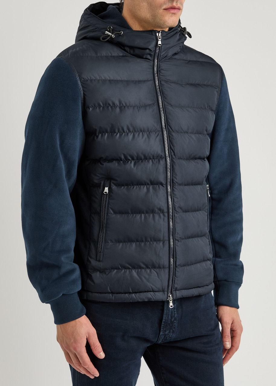 Sandbanks Polartec Hybrid Quilted Shell Jacket In Navy