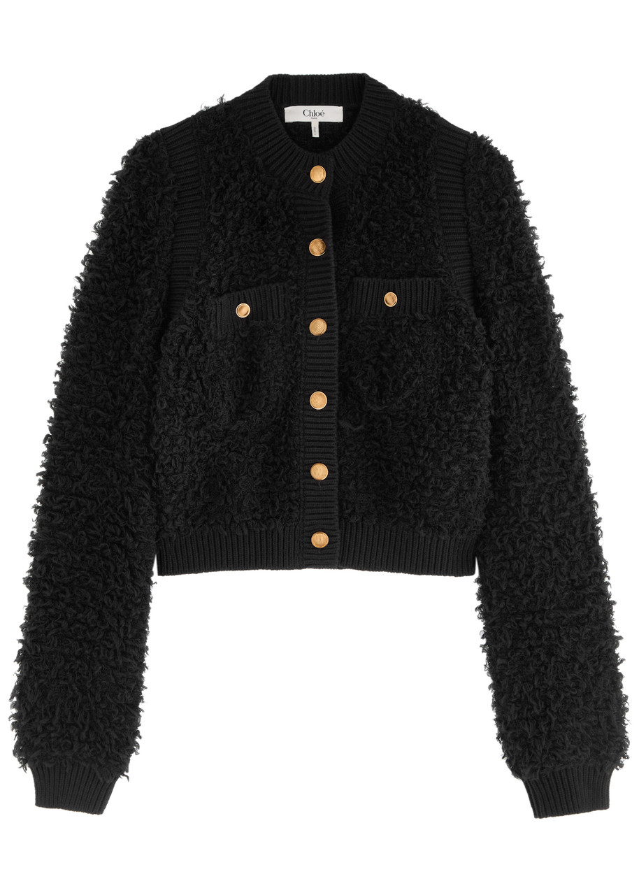 Chloe Cropped Brushed Mohair-blend Cardigan - Black - M (UK12 / M)
