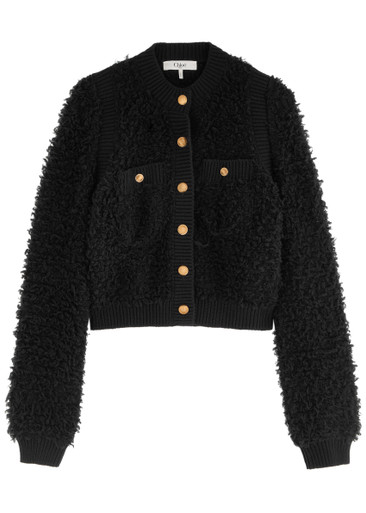 CHLOE Cropped brushed mohair-blend cardigan | Harvey Nichols