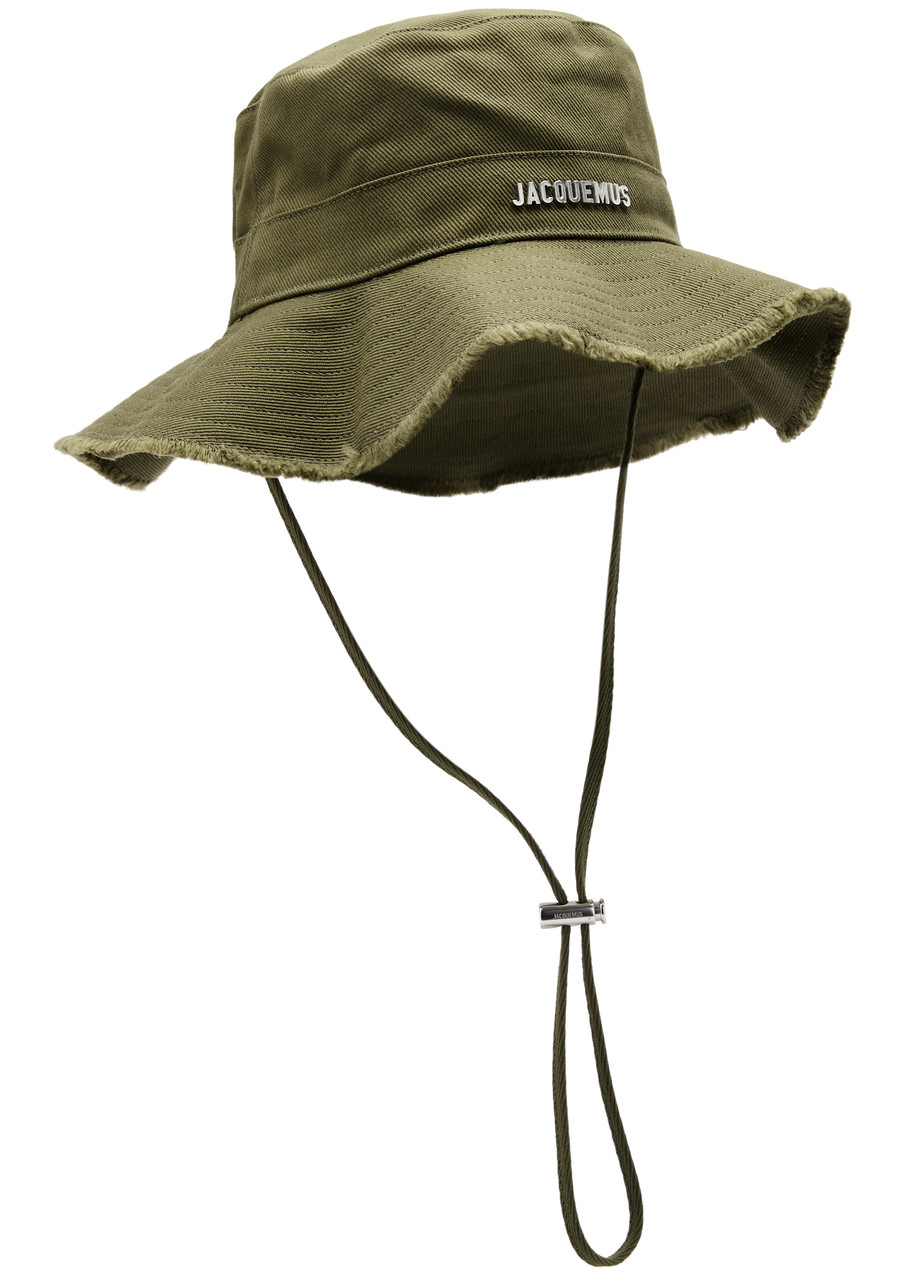 Jacquemus 'le Bob Artichaut' Green Hat With Logo On The Front In Khaki