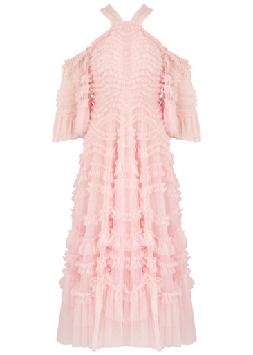 NEEDLE & THREAD Bronte off-the-shoulder ruffled tulle gown