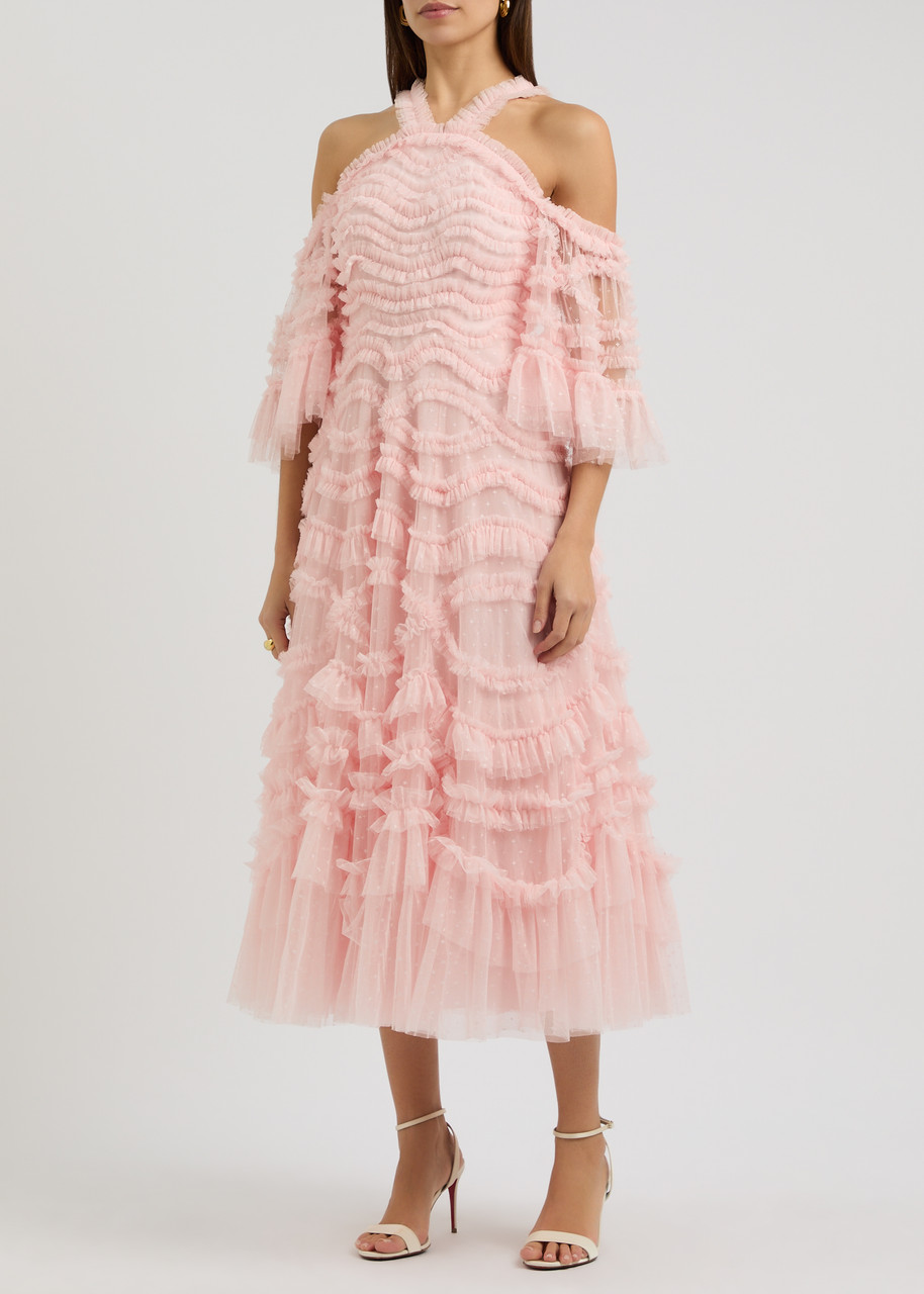  Needle & Thread Bronte Off-the-shoulder Ruffled Tulle Gown - Pink - 2 (uk6 /xs) 