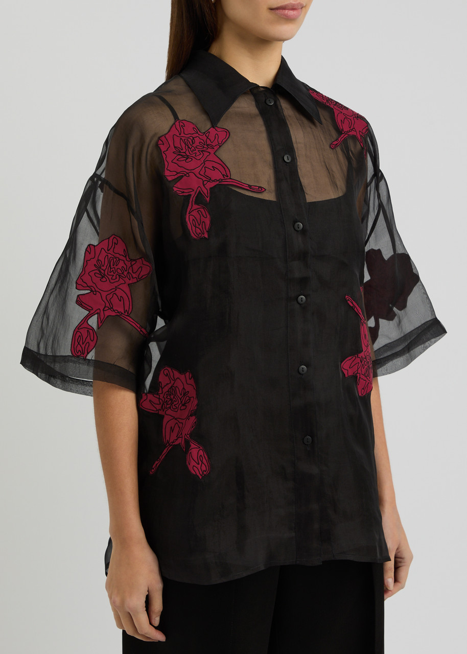 Lovebirds Flora Patchwork Shirt In Black
