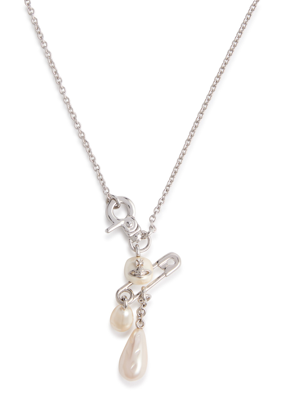 Vivienne Westwood Claude Small Pearl Drop Necklace In Silver
