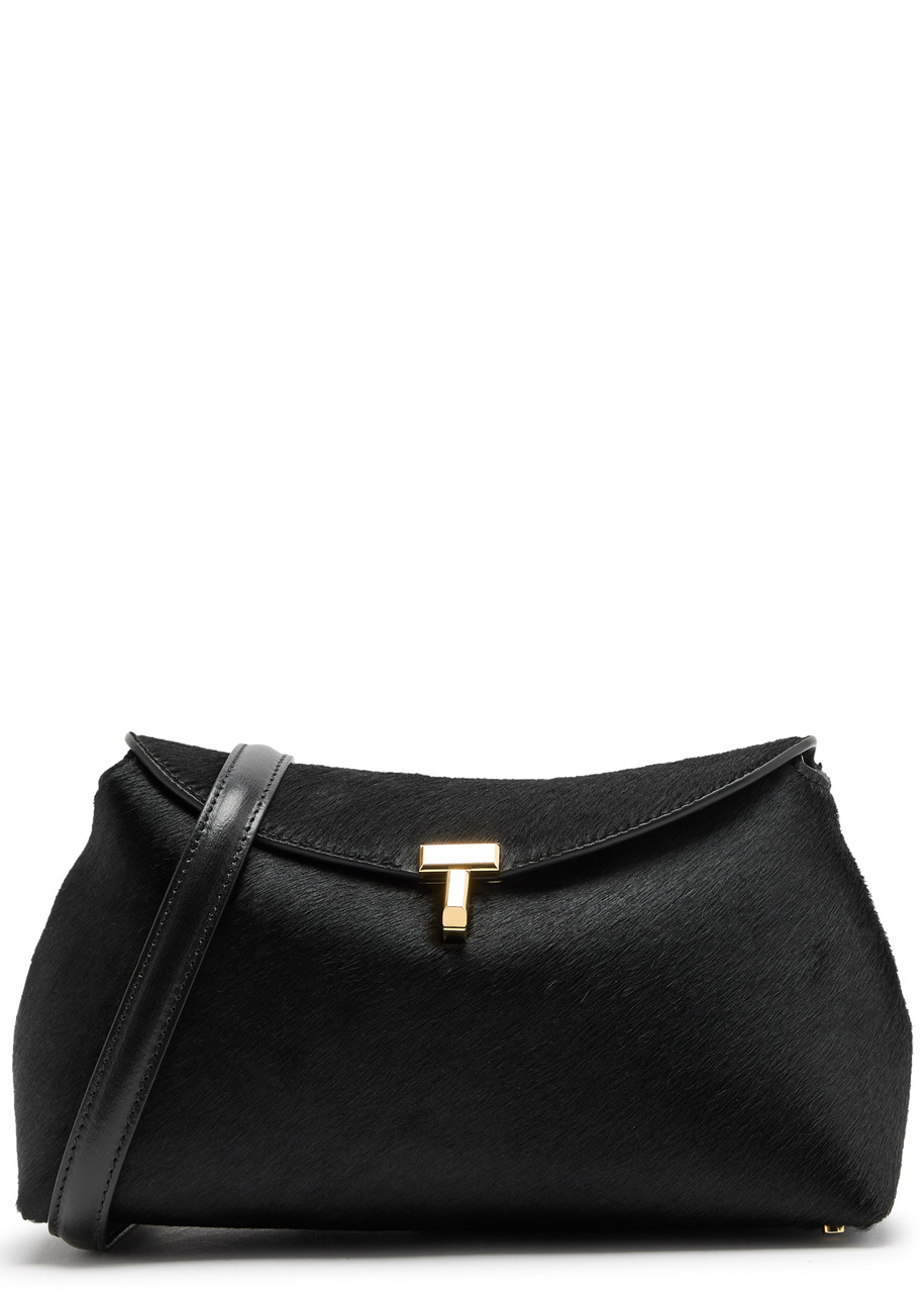 Totême Toteme T-lock Calf Hair Clutch In Black