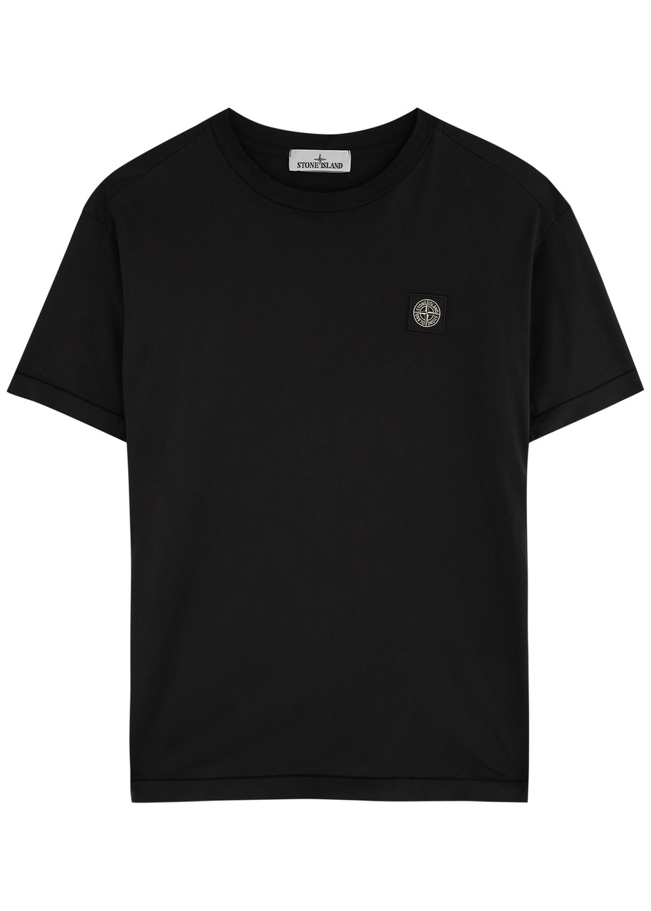 Stone Island Slim Fit Cotton Jersey T-shirt With Compass Patch In Black