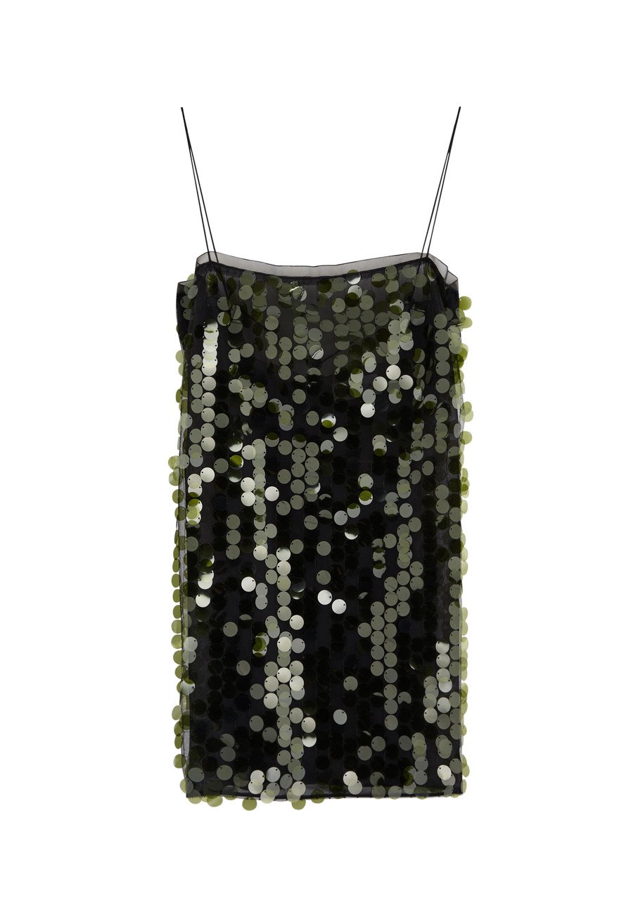 16 Arlington Fia Sequin-embellished Tulle Mini Dress - Green - 14 (UK14 / L)