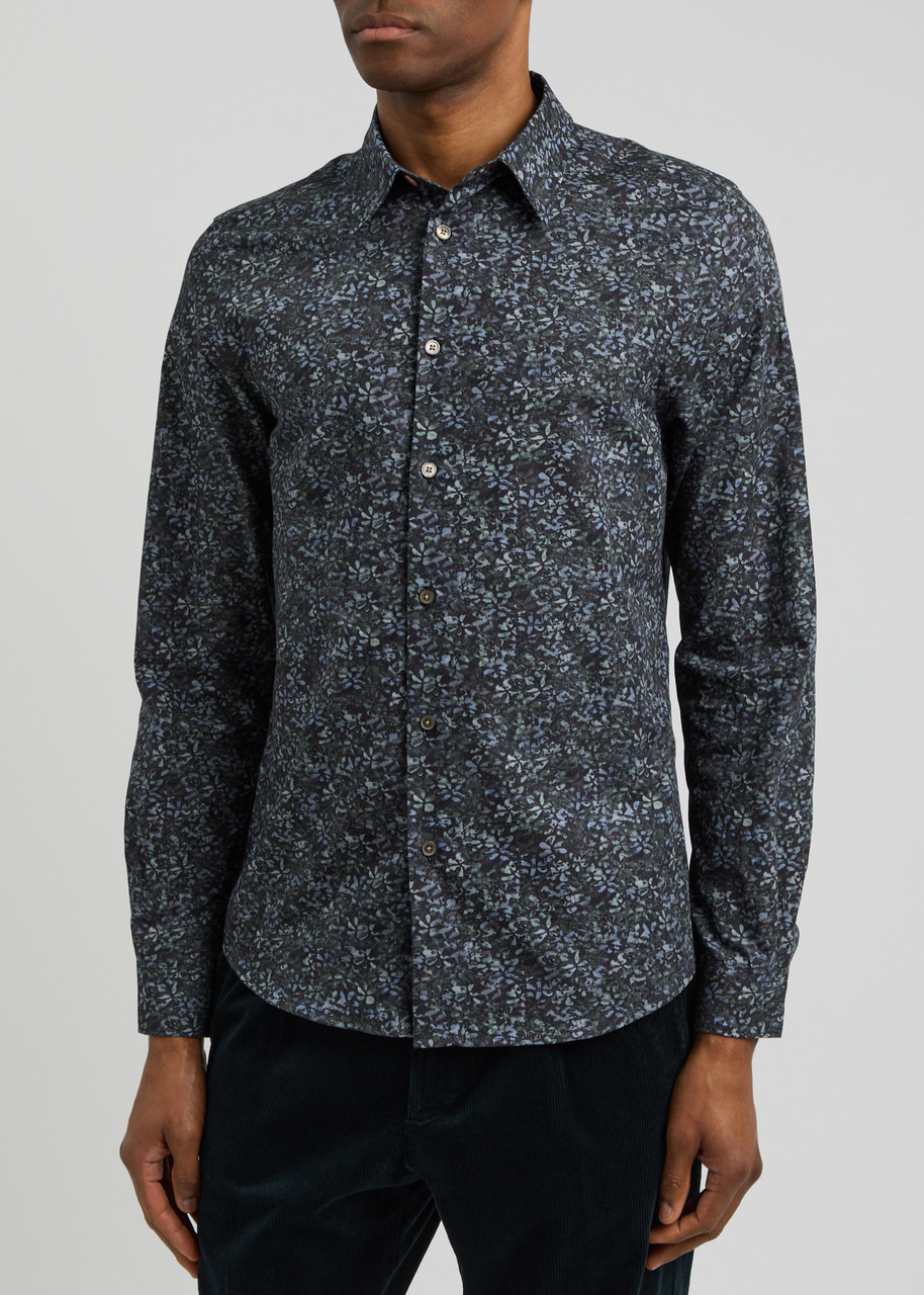 Ps By Paul Smith Ps Paul Smith Tailored Fit Textured Floral Printed Shirt In Blue