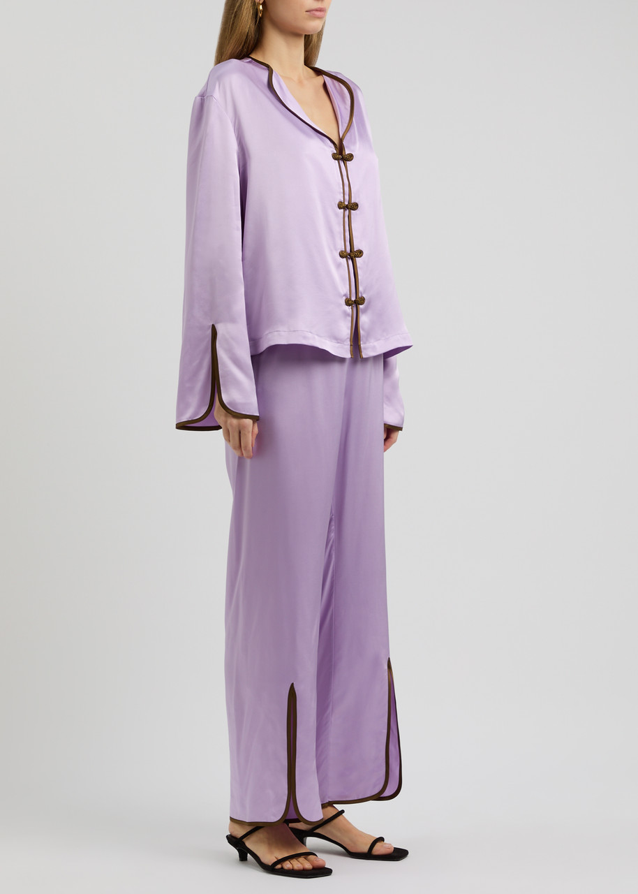 Sleeper Louis Satin Pyjama Set In Light Purple