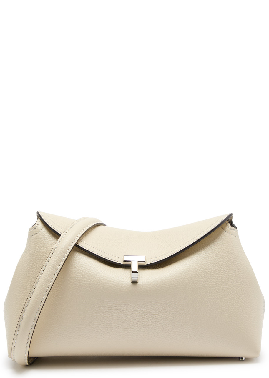 Totême Toteme T-lock Grained Leather Clutch In White