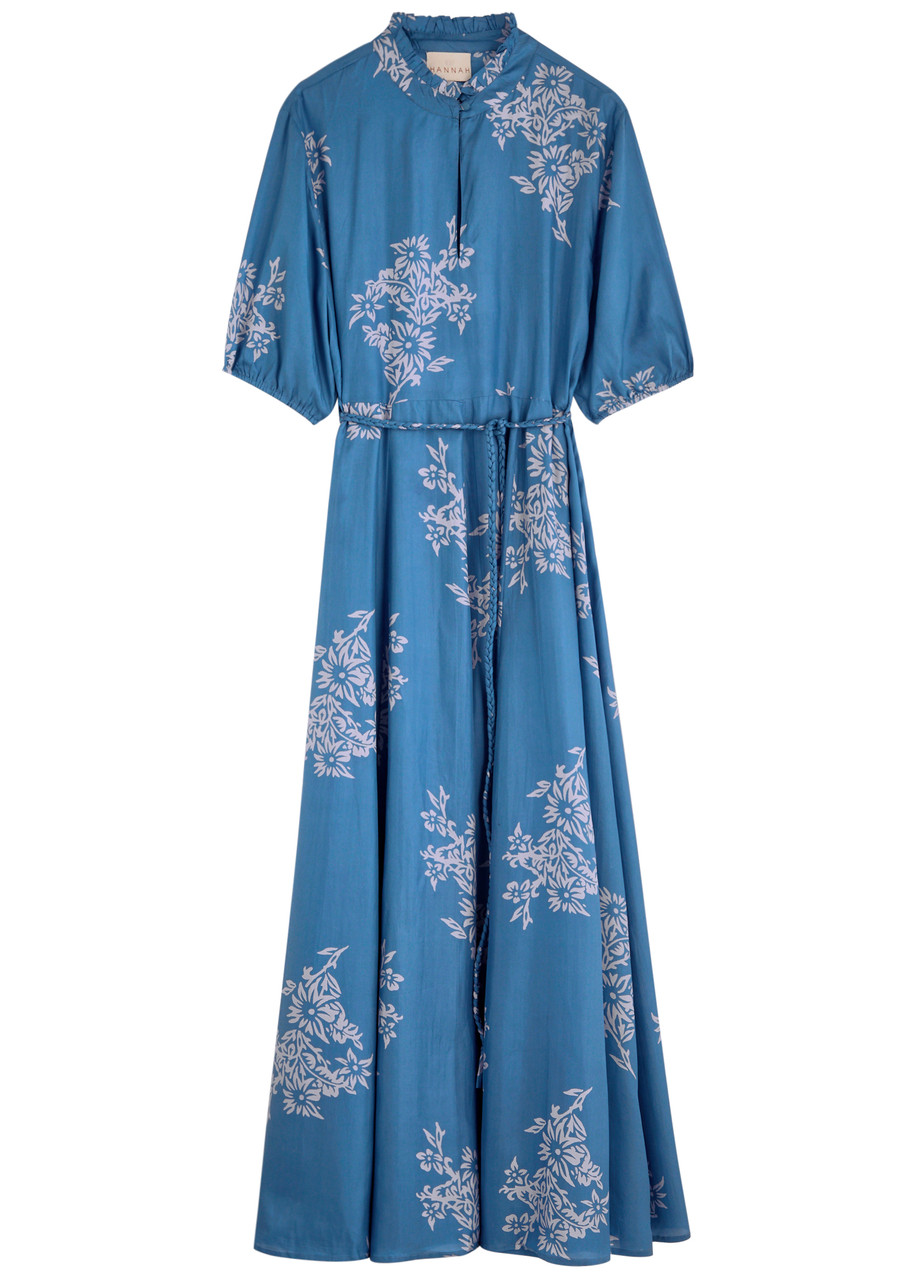 Hannah Artwear Oceanus Floral-print Silk Maxi Dress - Blue - 0 (UK6-8)