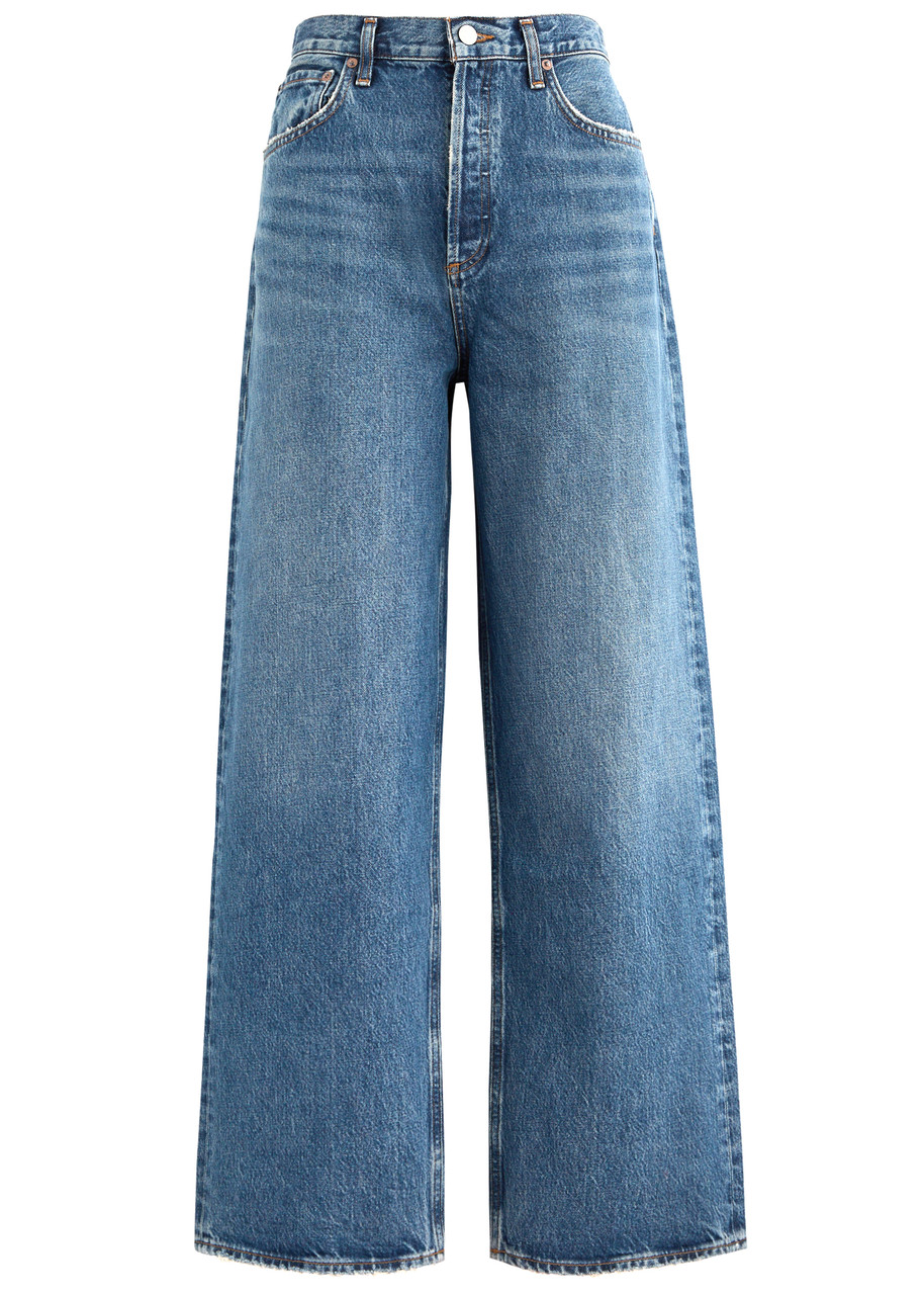 Agolde Low Slung Baggy Mid-rise Wide-leg Jeans In Indigo