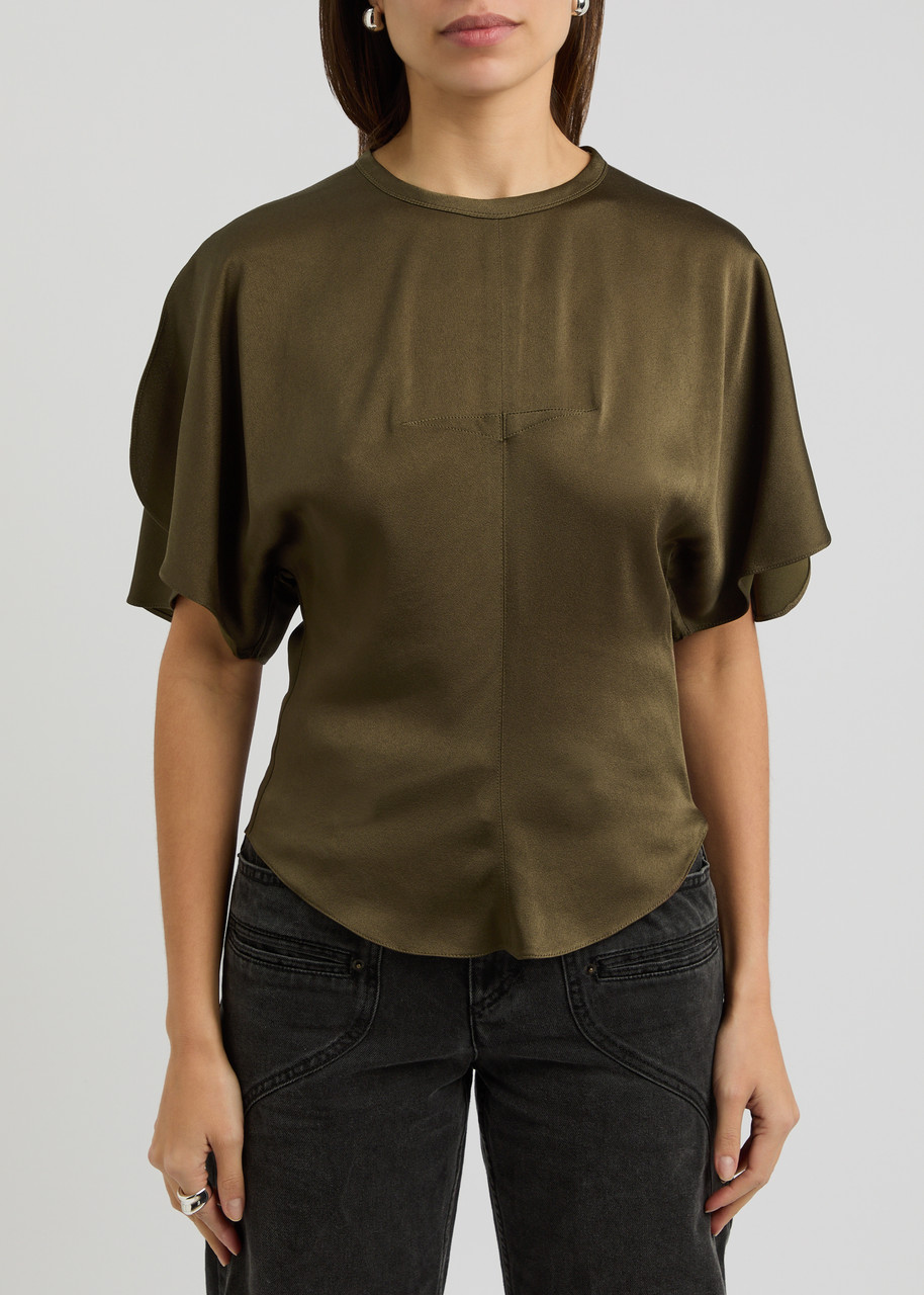 Isabel Marant Karlita Satin Top In Bronze