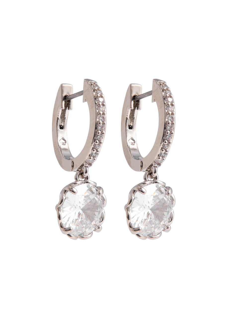 Kate Spade New York That Sparkle Crystal-embellished Hoop Earrings In Silver