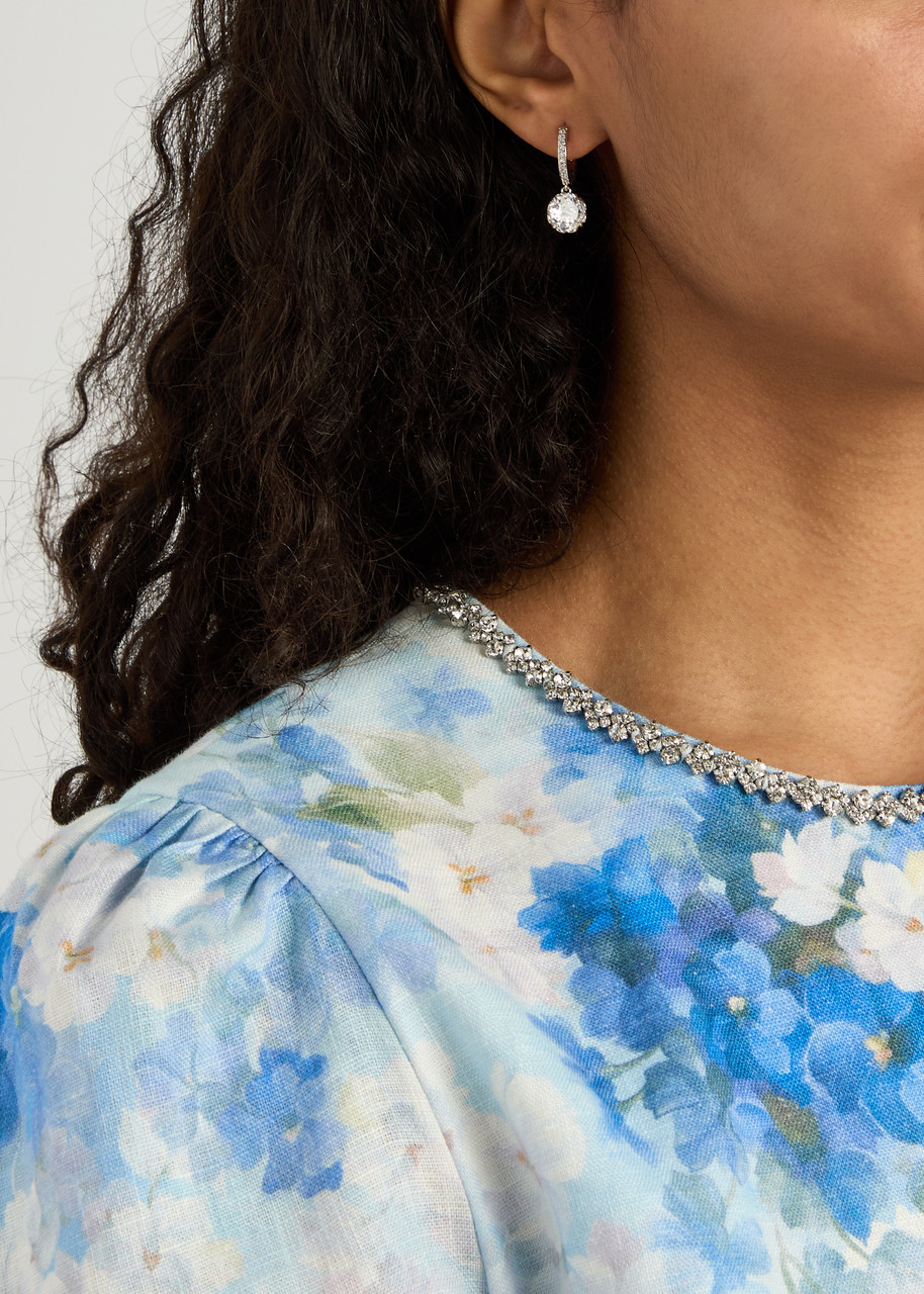 Kate Spade New York That Sparkle Crystal-embellished Hoop Earrings In Silver