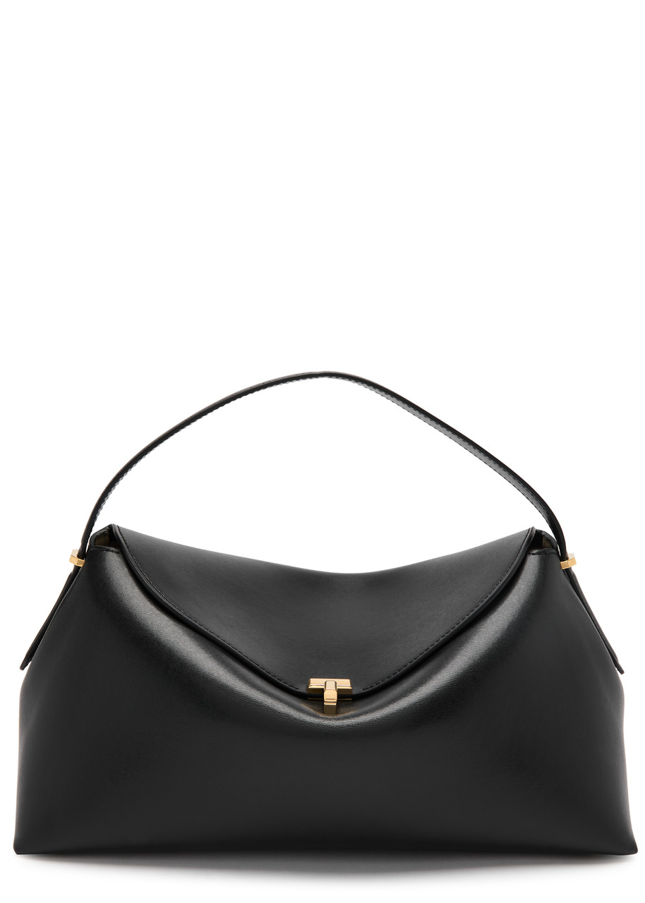 Totême Toteme T-lock Leather Top Handle Bag In Black