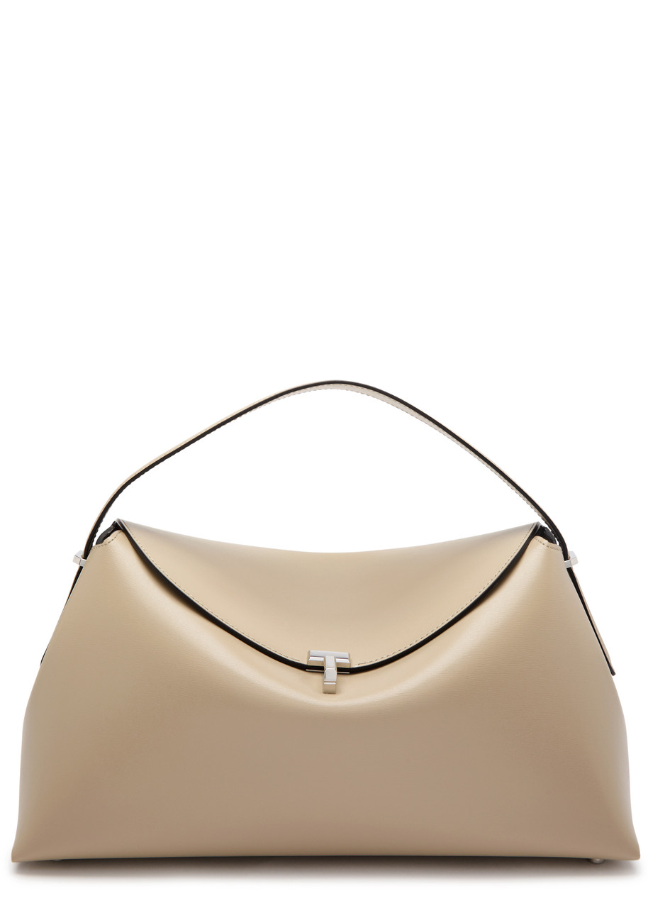 Totême Toteme T-lock Top Handle Leather Shoulder Bag In Cream