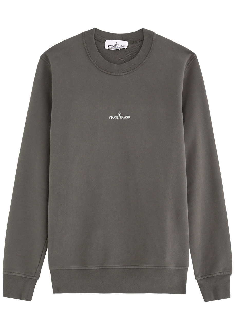 Stone Island Logo-print Cotton Sweatshirt - Charcoal - XL
