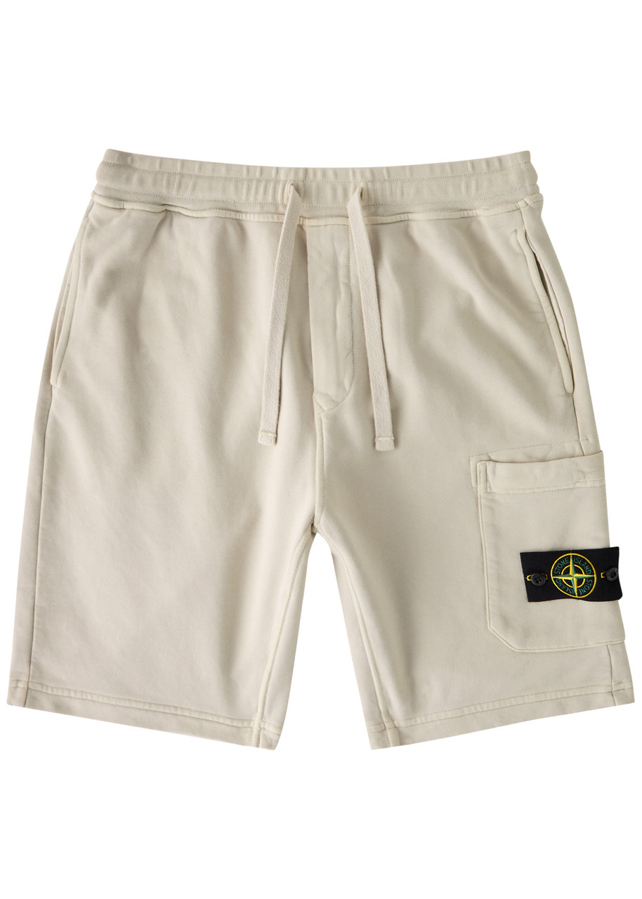 Stone Island Logo Cotton Shorts - Sand - S