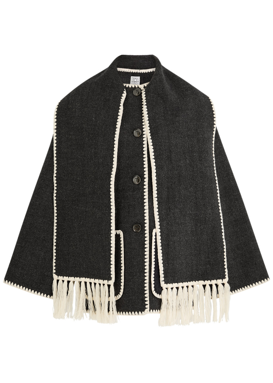 Totême Toteme Embroidered Scarf Jacket In Grey