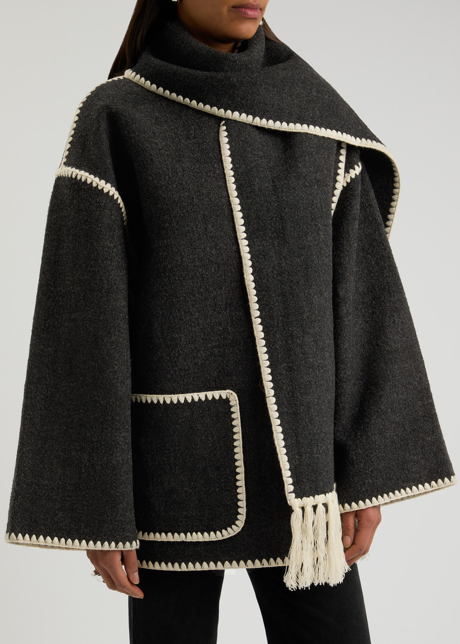 Totême Toteme Embroidered Scarf Jacket In Grey