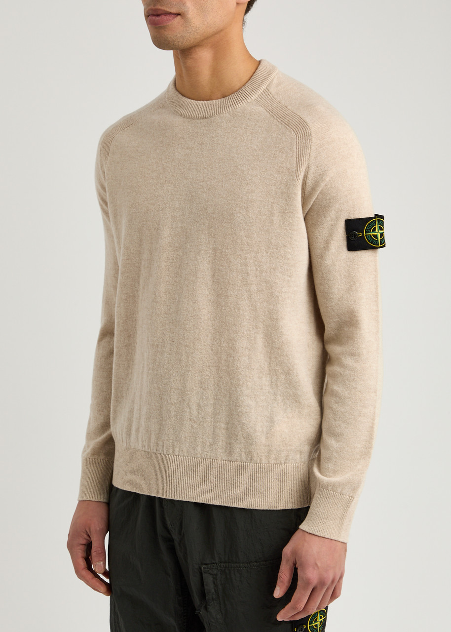 Stone Island Regular-fit Crewneck Sweatshirt With Ribbed Inserts In Yellow