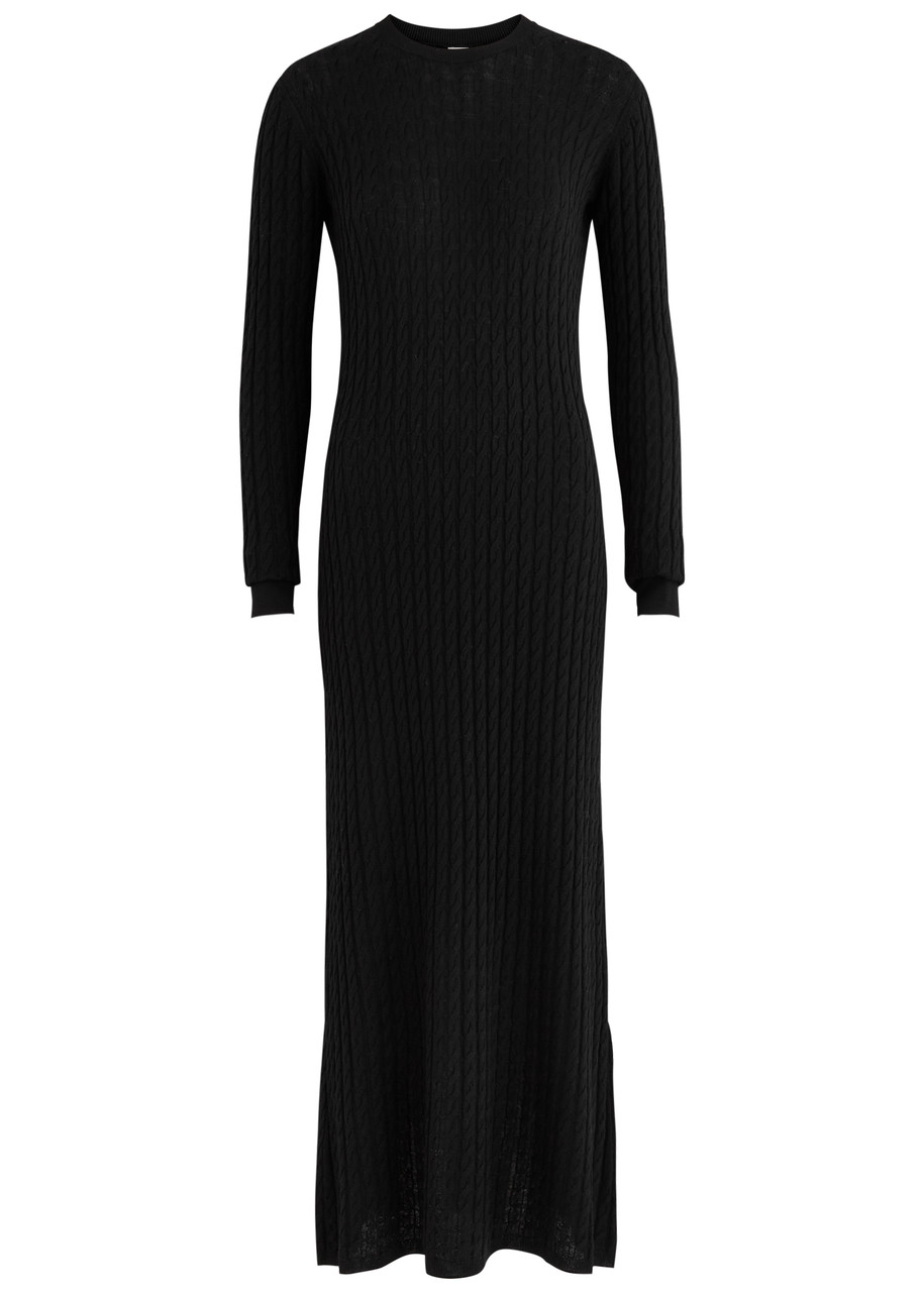 Toteme Cable-knit Wool Maxi Dress - Black - Xxs (UK4 /xxs)