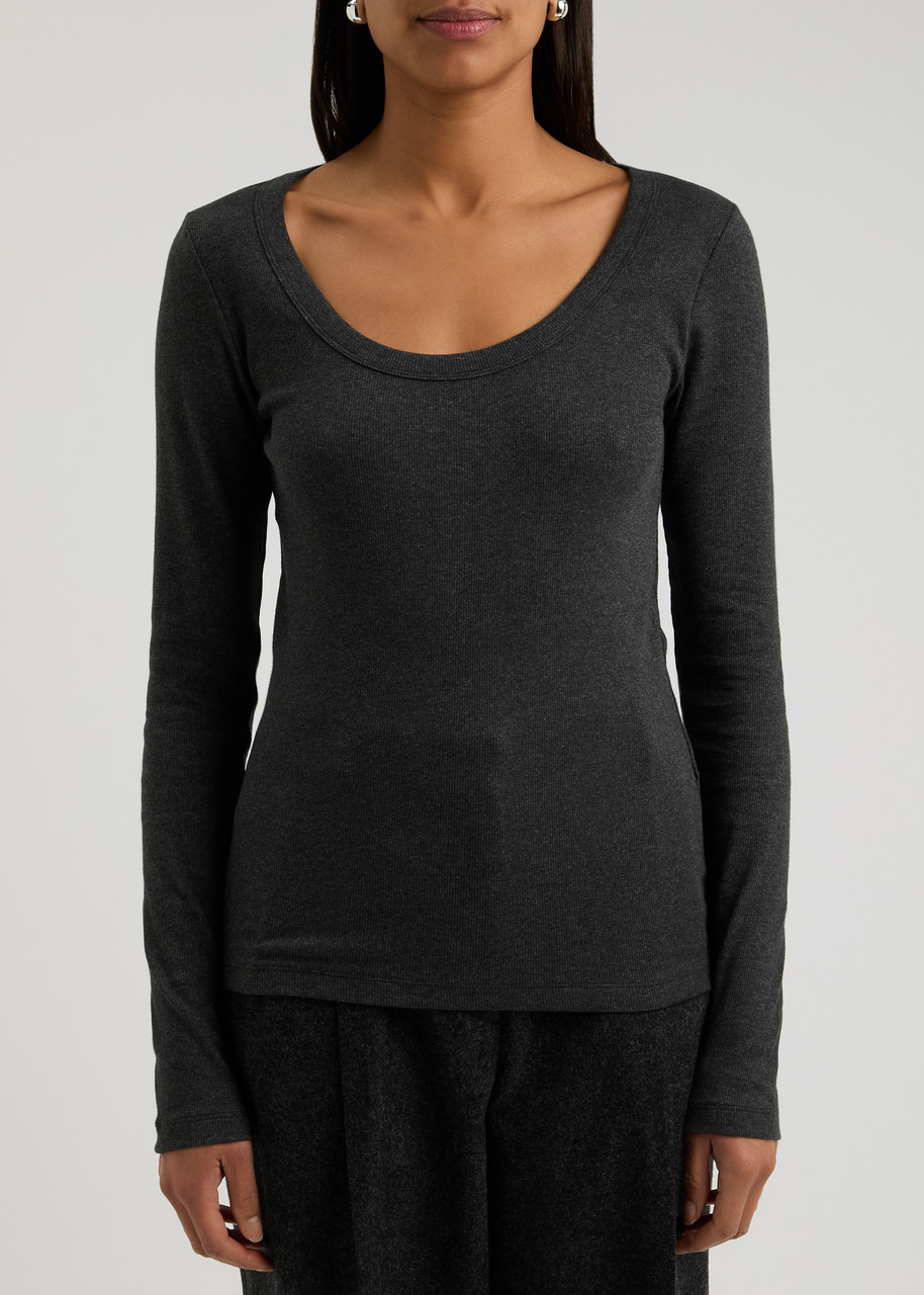 Totême Black Classic Long Sleeve T-shirt In Grey