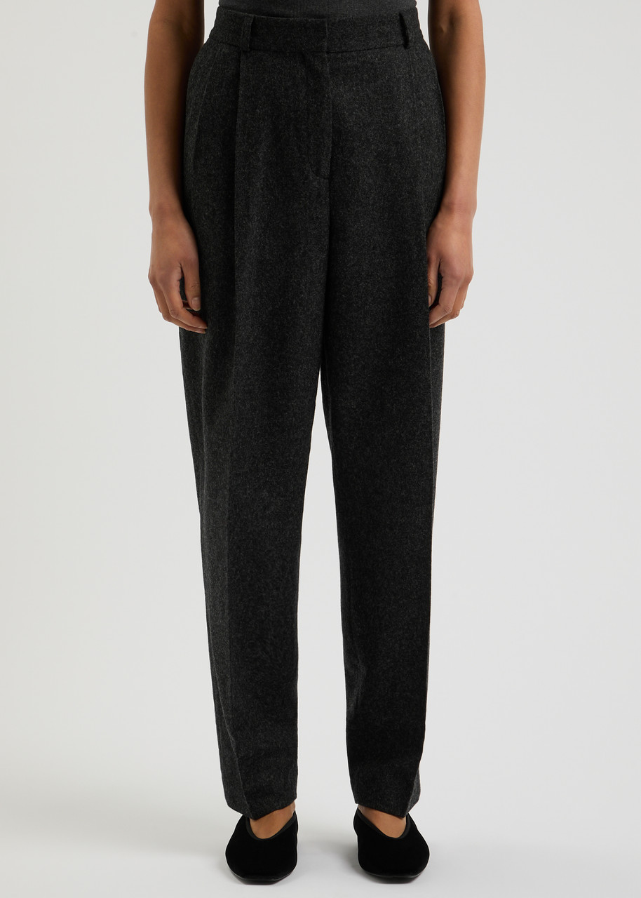 Totême Toteme Tapered Wool-blend Trousers In Grey