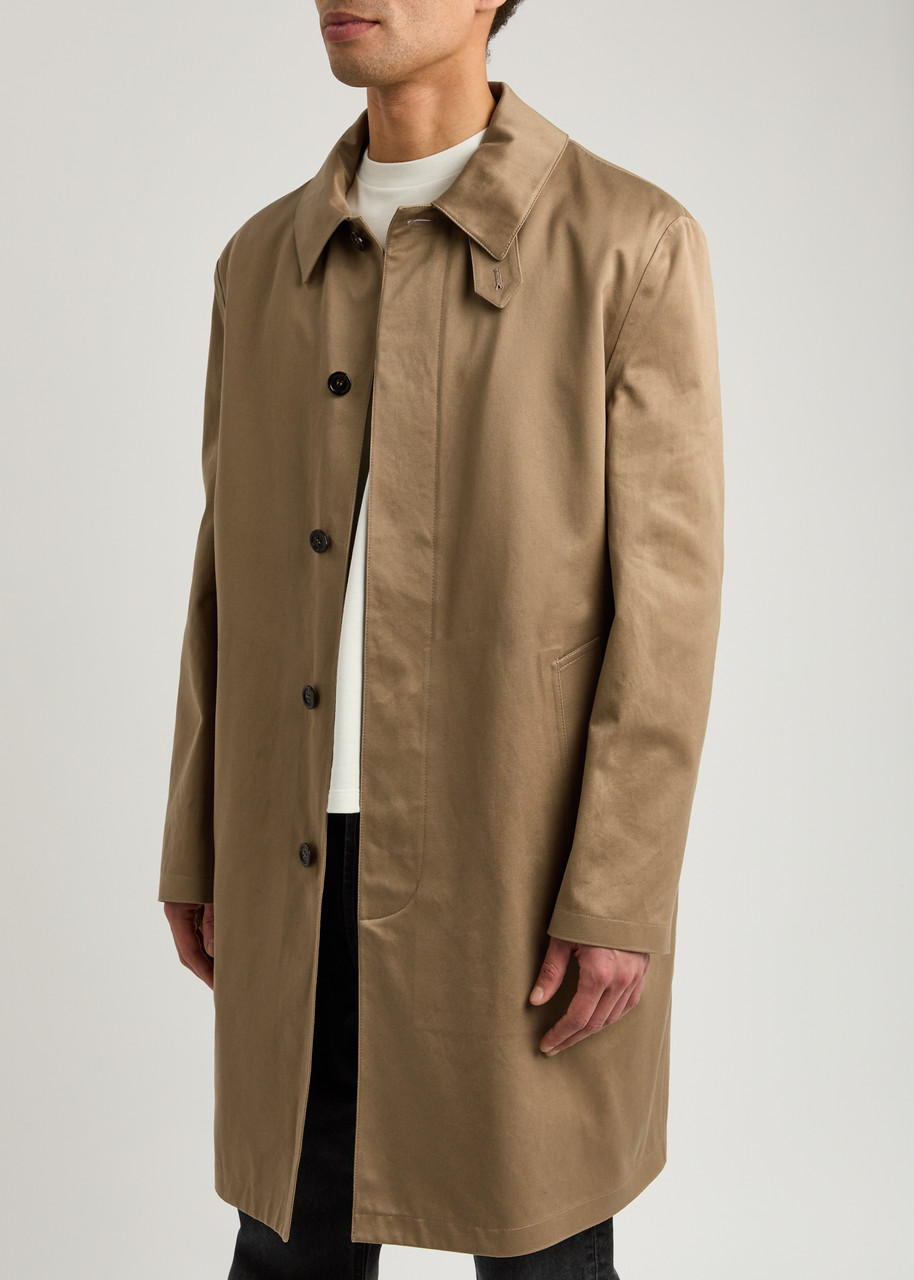 Saint Laurent Men's Mac Gabardine Coat In Beige