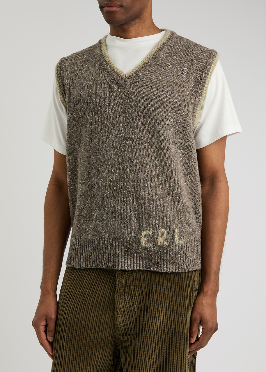  Erl Logo-intarsia Wool-blend Vest - Grey - M 
