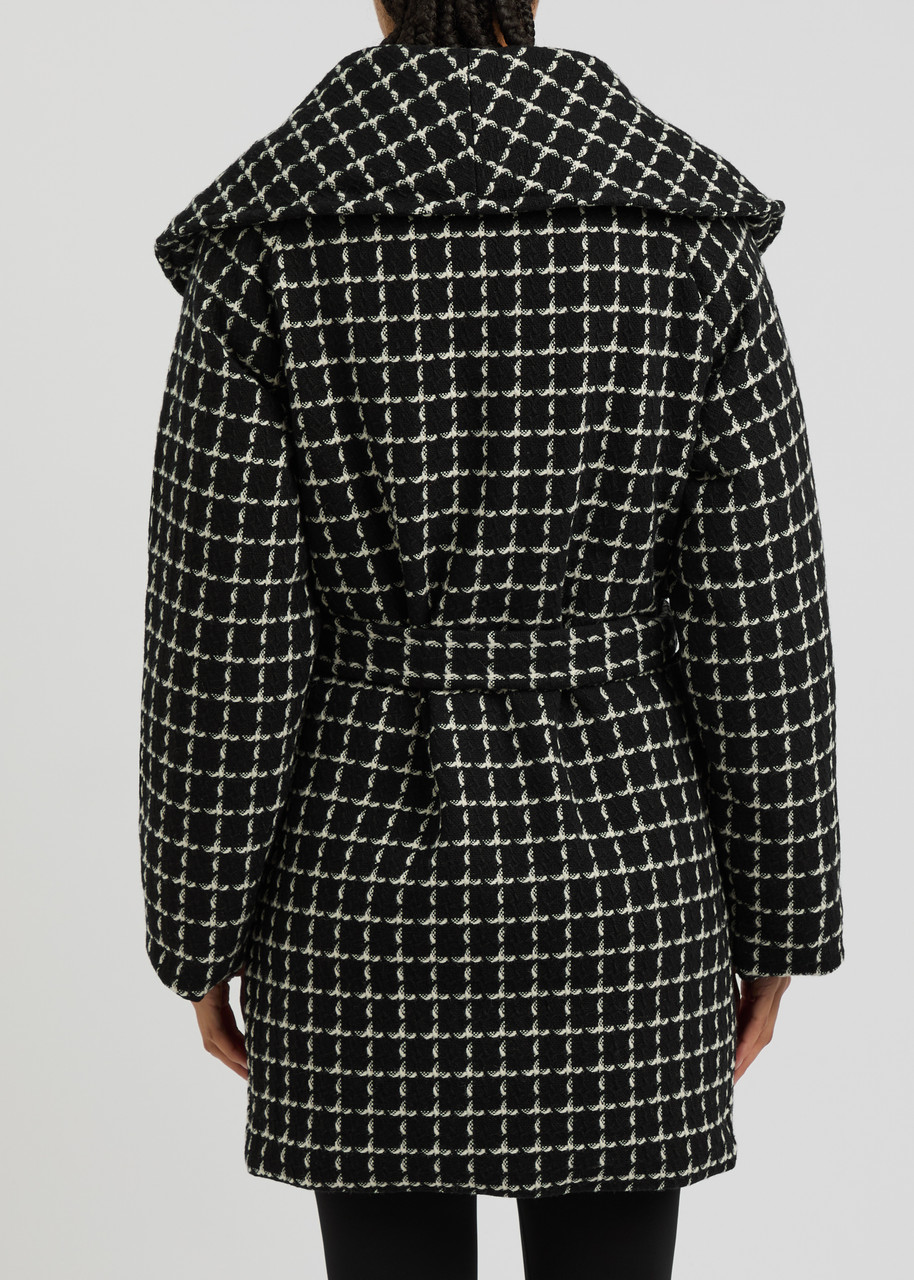  Varley Milla Checked Wool-blend Wrap Jacket - Black - S (uk8-10 / S) 