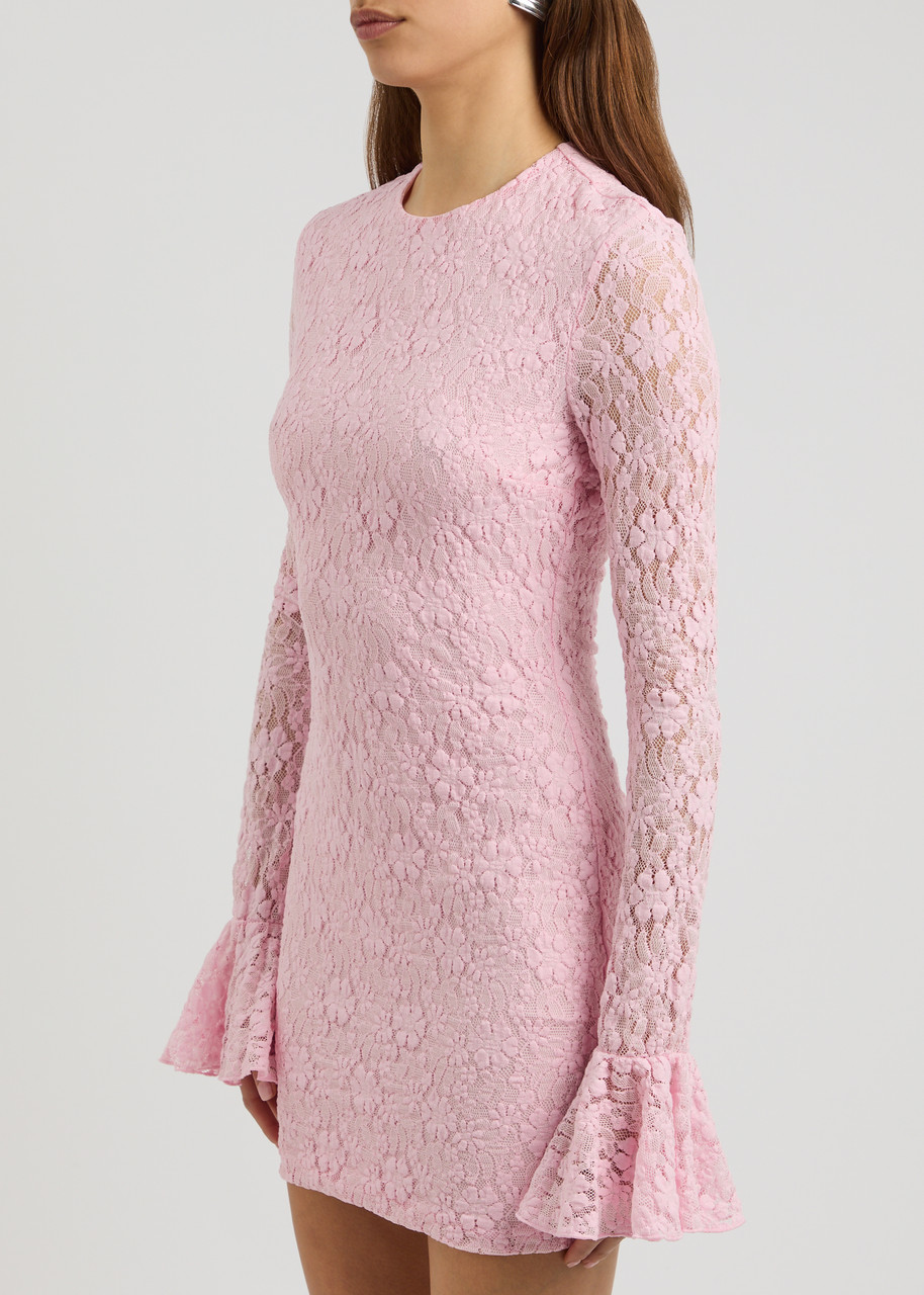 Rotate Birger Christensen Rotate Sunday Floral Lace Mini Dress In Light Pink
