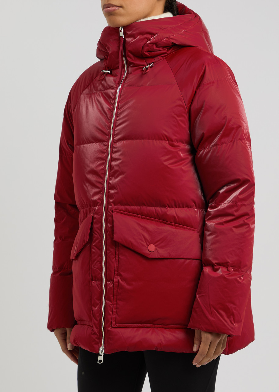  Varley Fullerton Quilted Hooded Shell Coat - Red - Xs (uk6 /xs) 