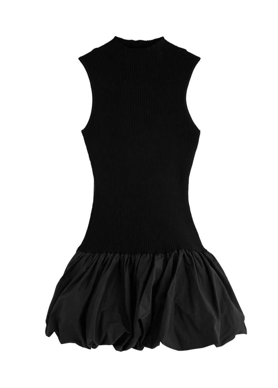 Rotate Ribbed-knit Mini Dress - Black - 38 (UK10 / S)