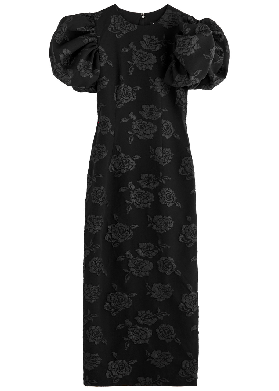 Rotate Floral-jacquard Midi Dress - Black - 34 (UK6 /xs)