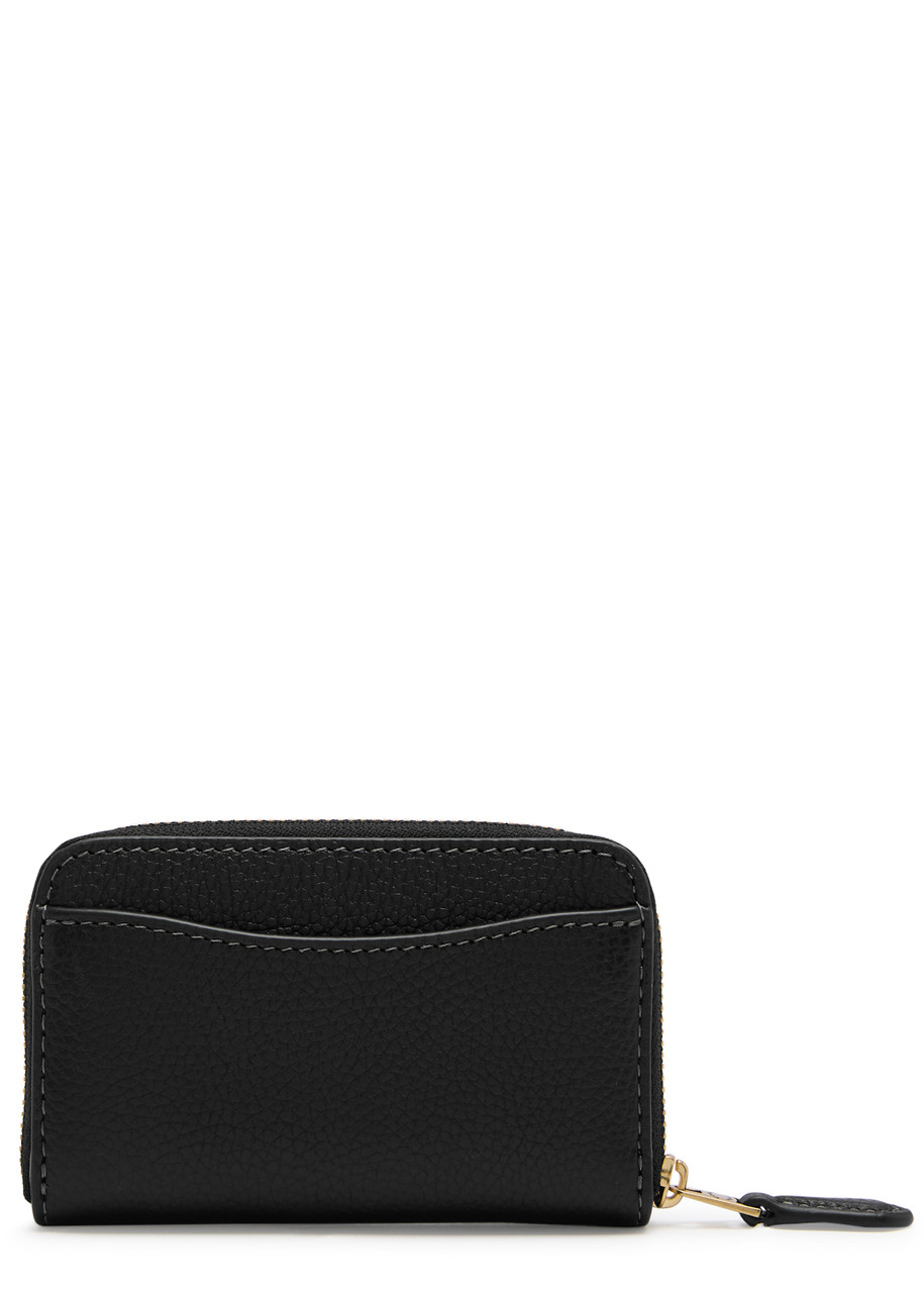  Coach Logo Grained Leather Wallet - Black - One Size 