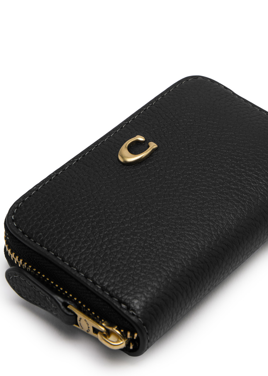  Coach Logo Grained Leather Wallet - Black - One Size 