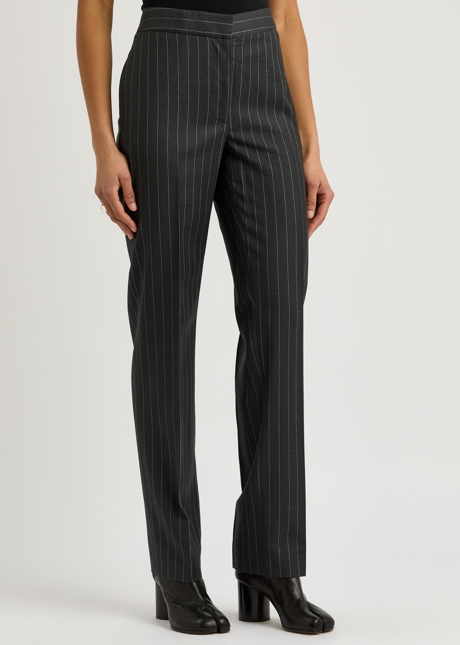 Jw Anderson Striped Slim-leg Wool Trousers In Mid Grey