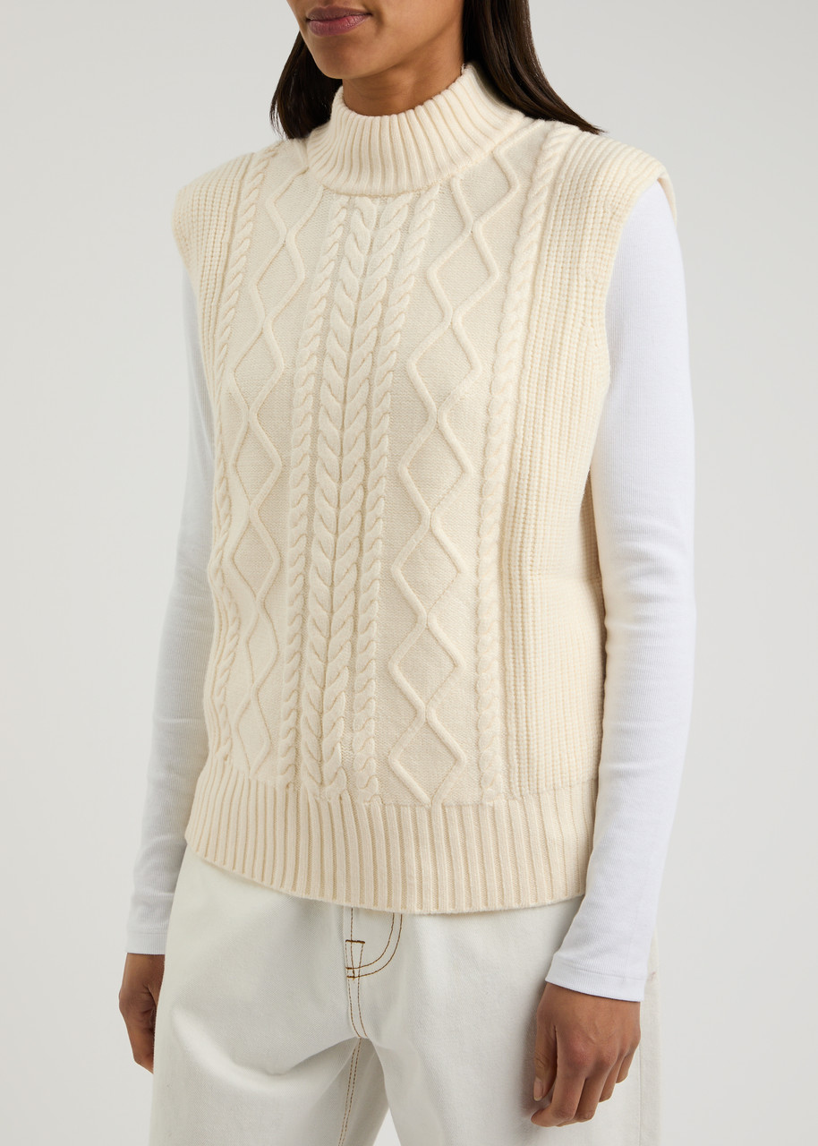 Varley Joilette Cable-knit Vest In Cream
