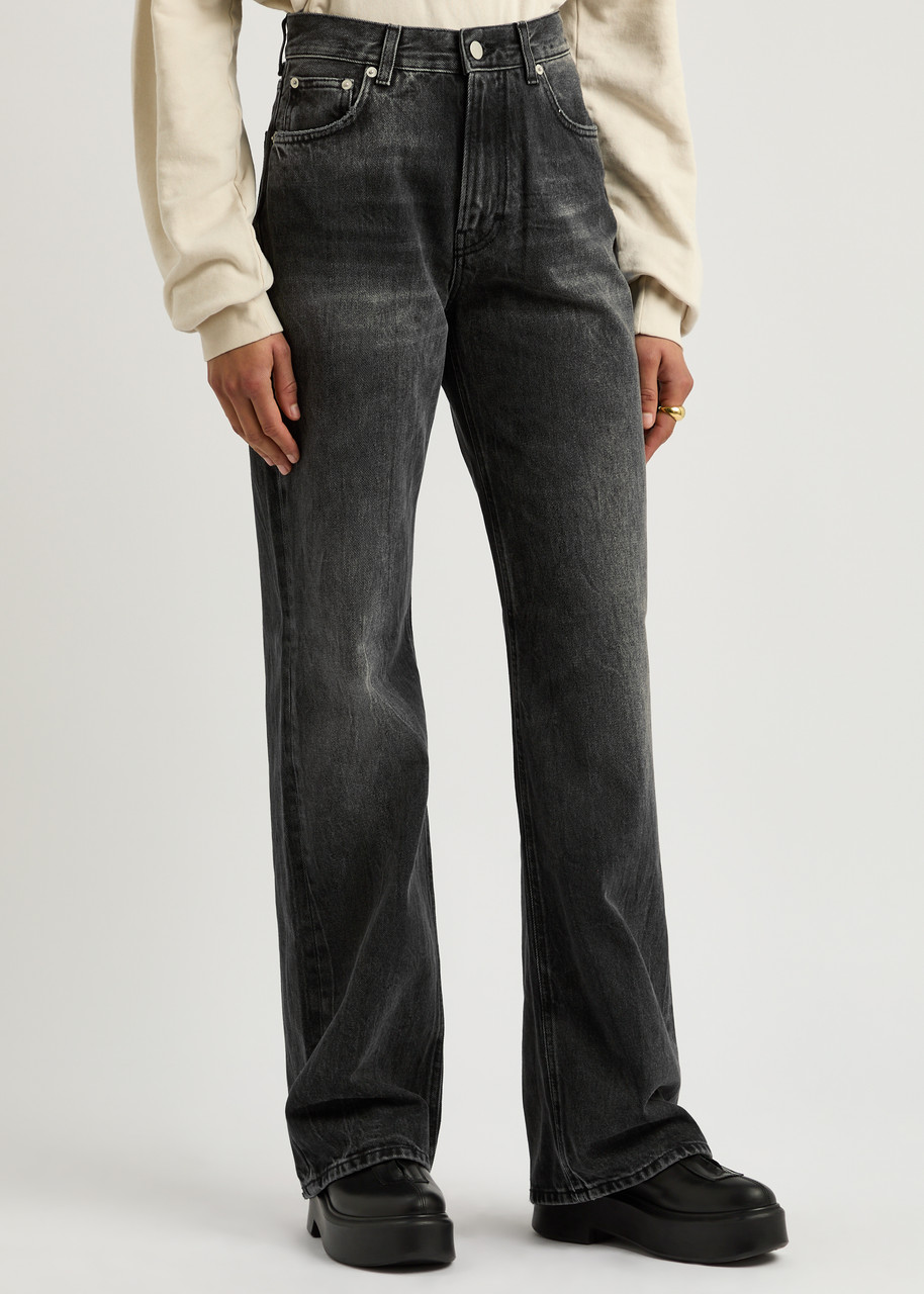 Haikure 'korea' Grey Jeans With Faded Effect And Logo Patch On The Back In Black