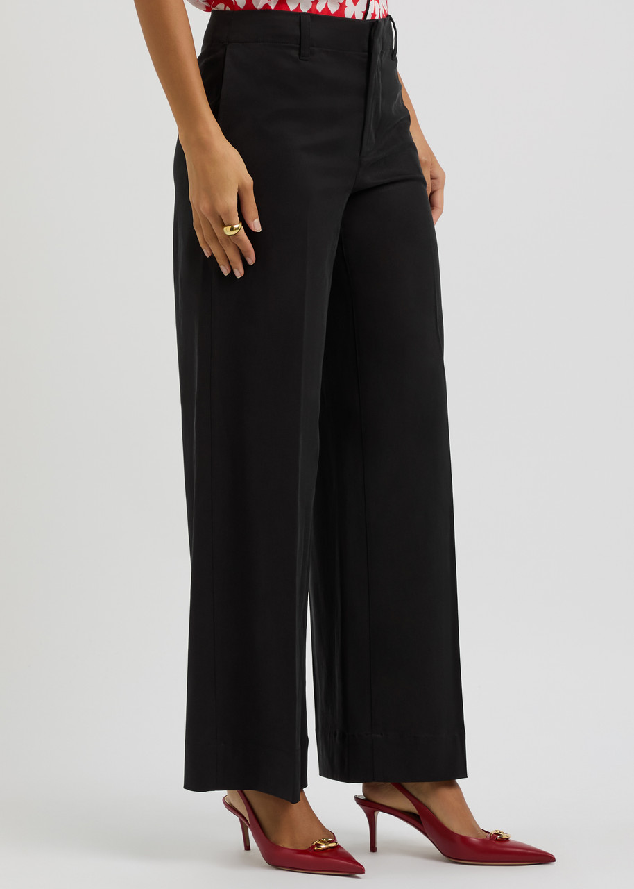 Alice And Olivia Alice + Olivia Dan Straight-leg Lyocell-blend Trousers In Black