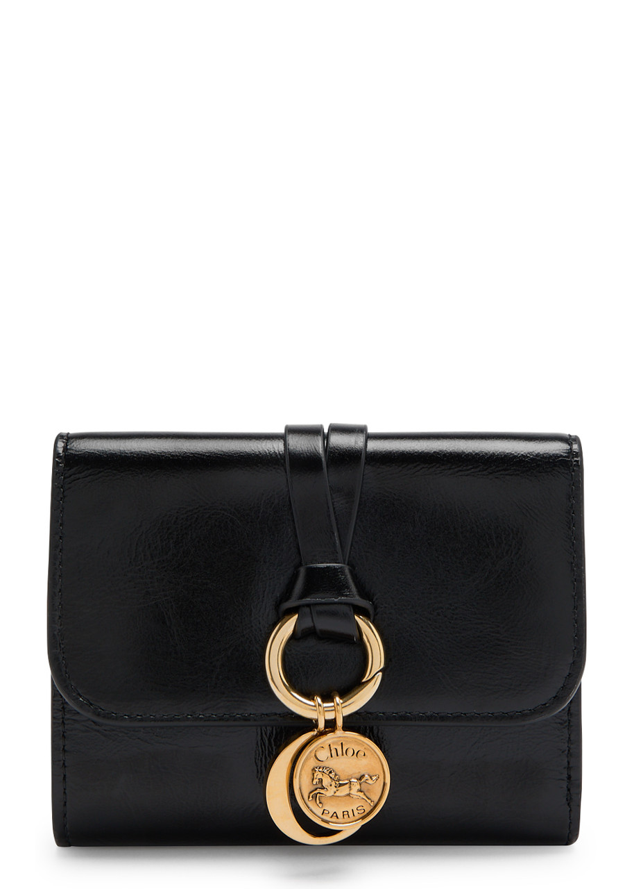 Chloe Alphabet Glossed Leather Wallet - Black - One Size