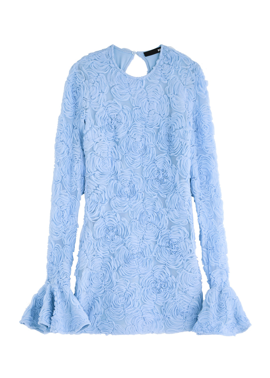 Rotate Floral Tulle Mini Dress - Light Blue - 42 (UK14 / L)