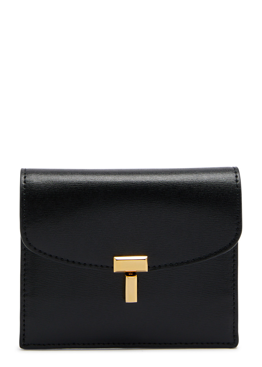 Totême Toteme T-lock Leather Wallet In Black