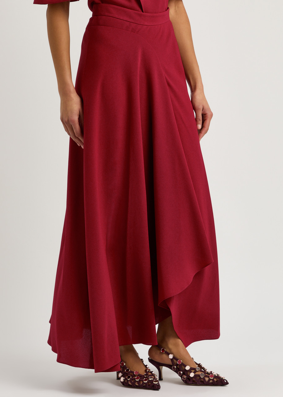 Roksanda Crepe Asymmetric Asha Midi Skirt In Red